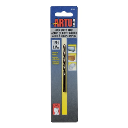 Artu Drill Bit, Steel, High Speed, 11/64" 01920